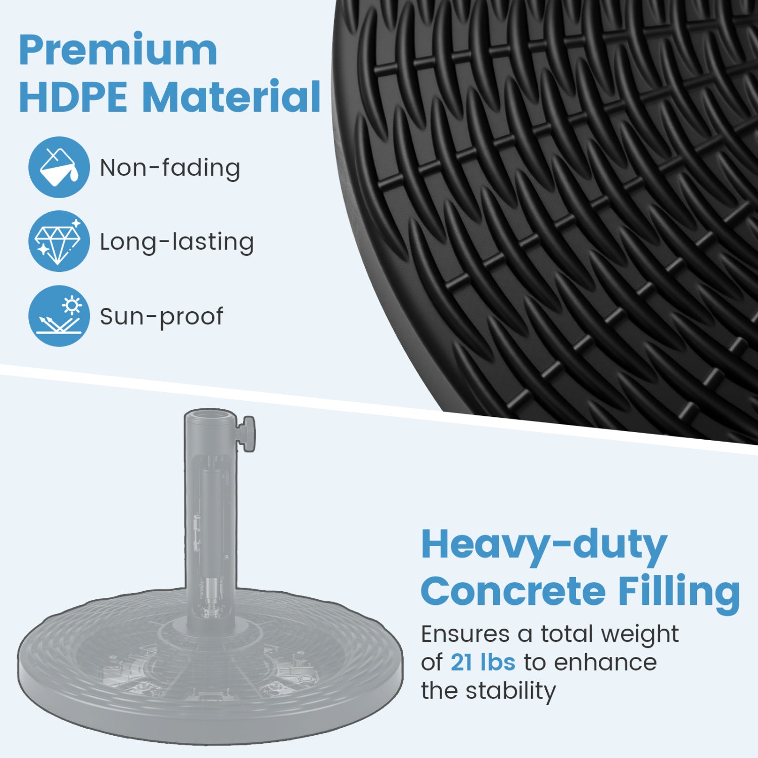 Concrete Patio Umbrella Base, Rattan Pattern, Black Outdoor Umbrella Bases at Gallery Canada