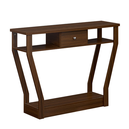 Console Hall Table With Storage Drawer And Shelf, Walnut