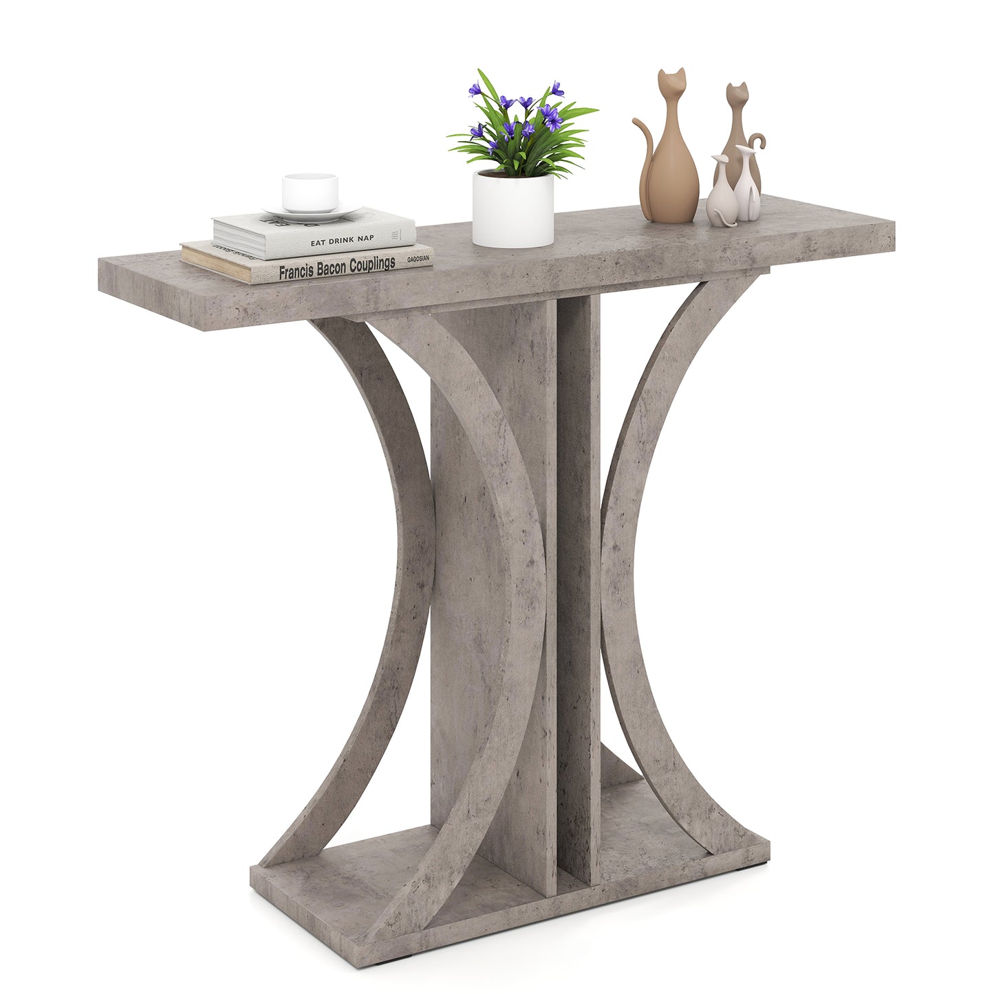 Console Table 39.5 Inch Rectangular Entryway Table with Geometric Frame, Gray Console Tables at Gallery Canada