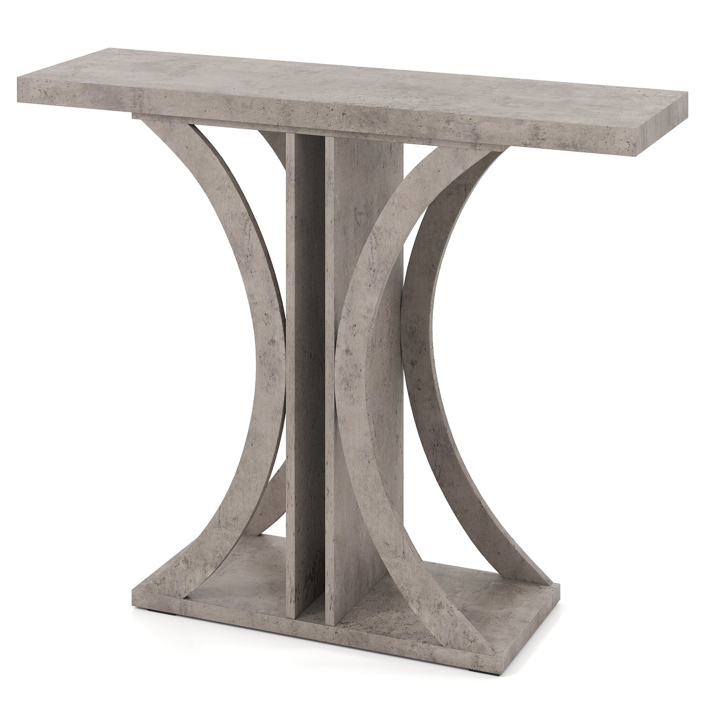 Console Table 39.5 Inch Rectangular Entryway Table with Geometric Frame, Gray