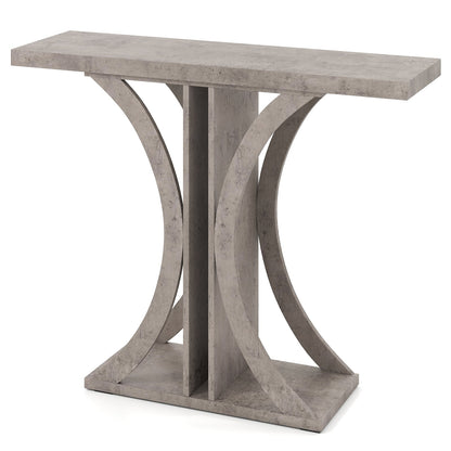Console Table 39.5 Inch Rectangular Entryway Table with Geometric Frame, Gray