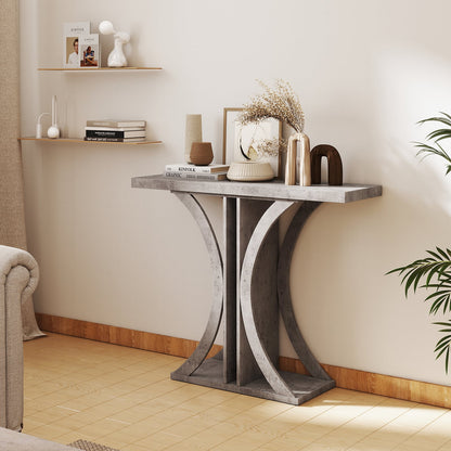 Console Table 39.5 Inch Rectangular Entryway Table with Geometric Frame, Gray