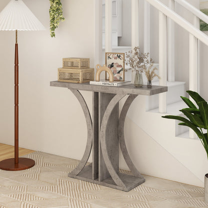 Console Table 39.5 Inch Rectangular Entryway Table with Geometric Frame, Gray