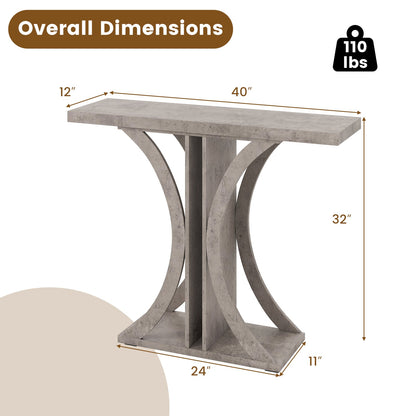 Console Table 39.5 Inch Rectangular Entryway Table with Geometric Frame, Gray