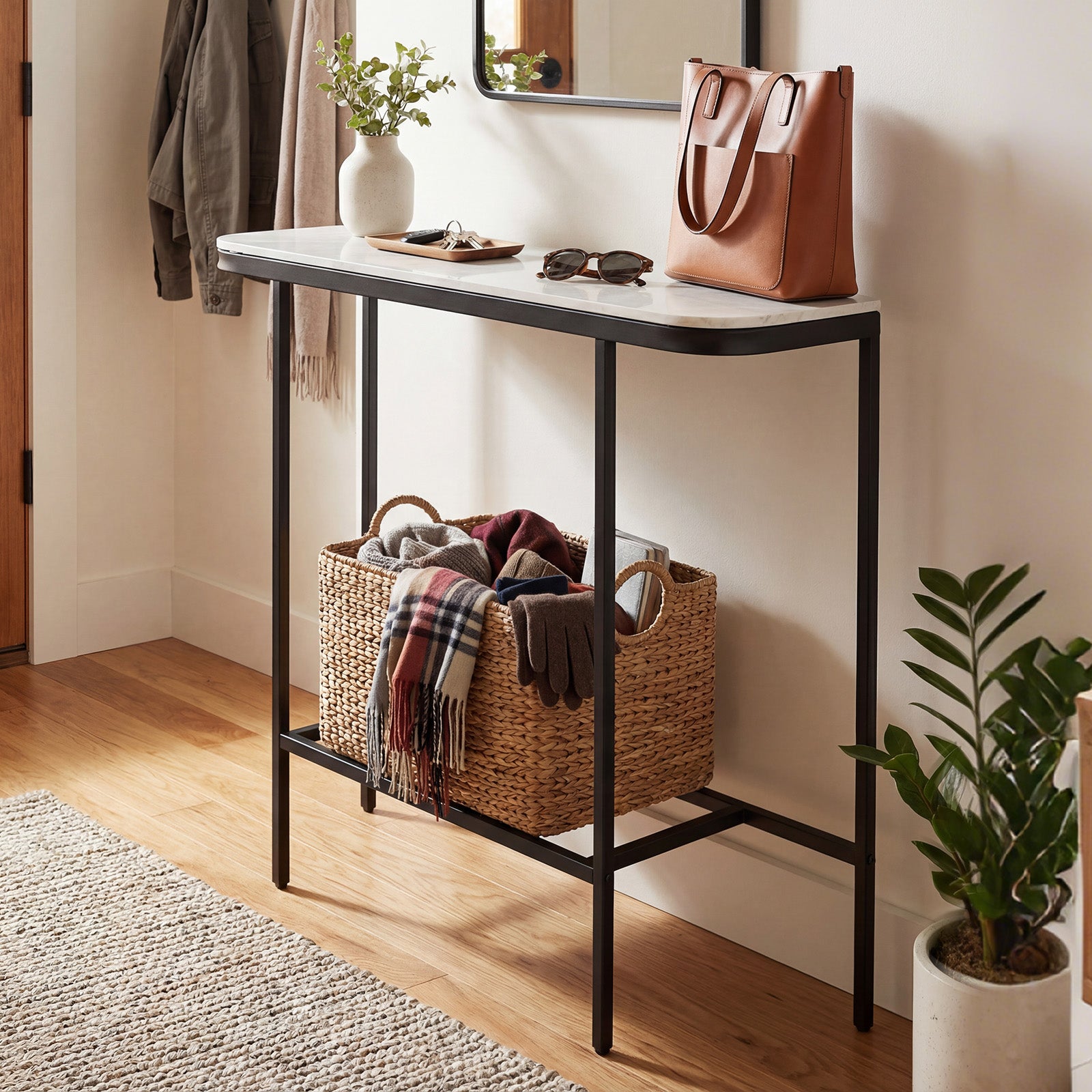 44-Inch Console Table, Faux Marble Top, Metal Frame, Gray Console Tables at Gallery Canada
