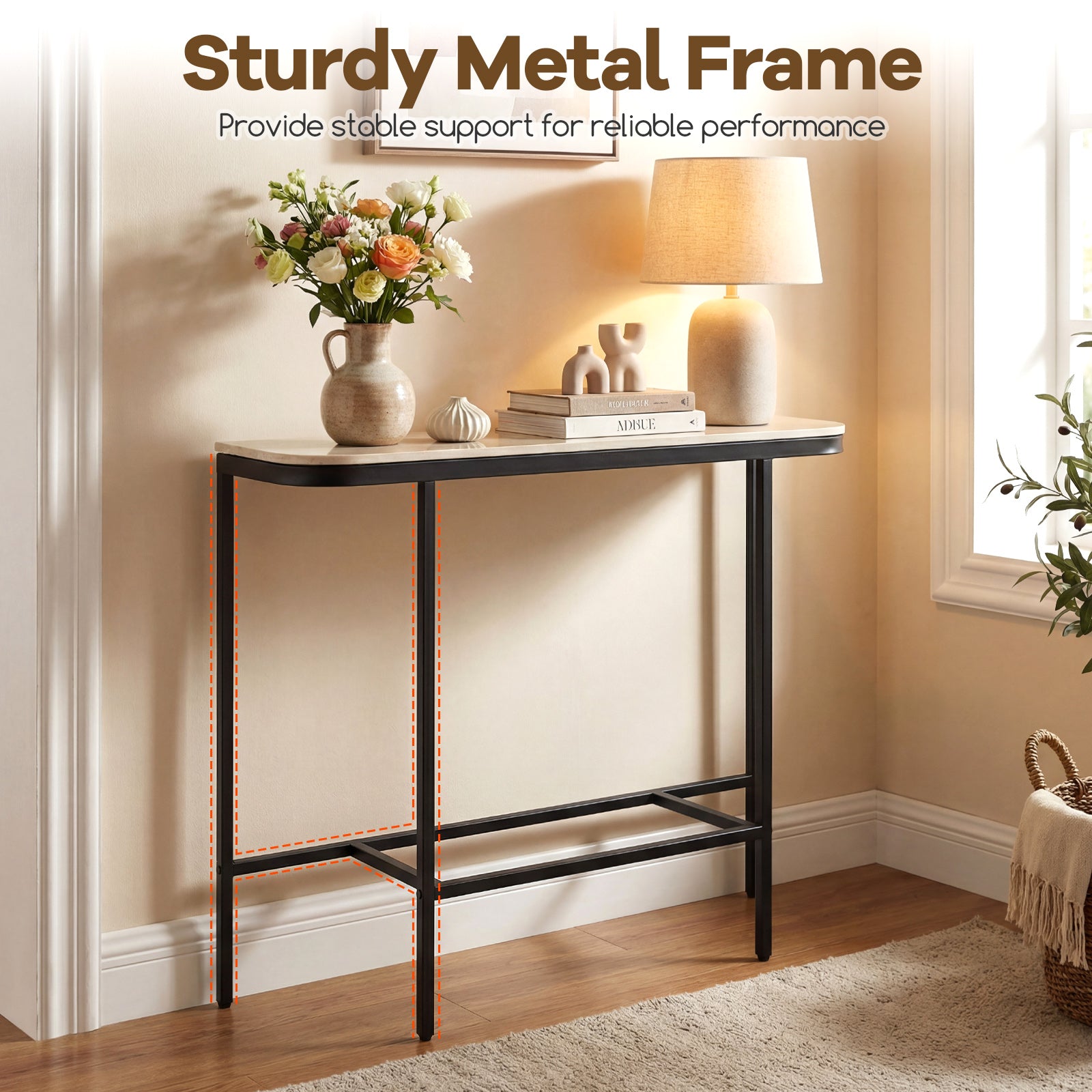 44-Inch Console Table, Faux Marble Top, Metal Frame, Gray Console Tables at Gallery Canada