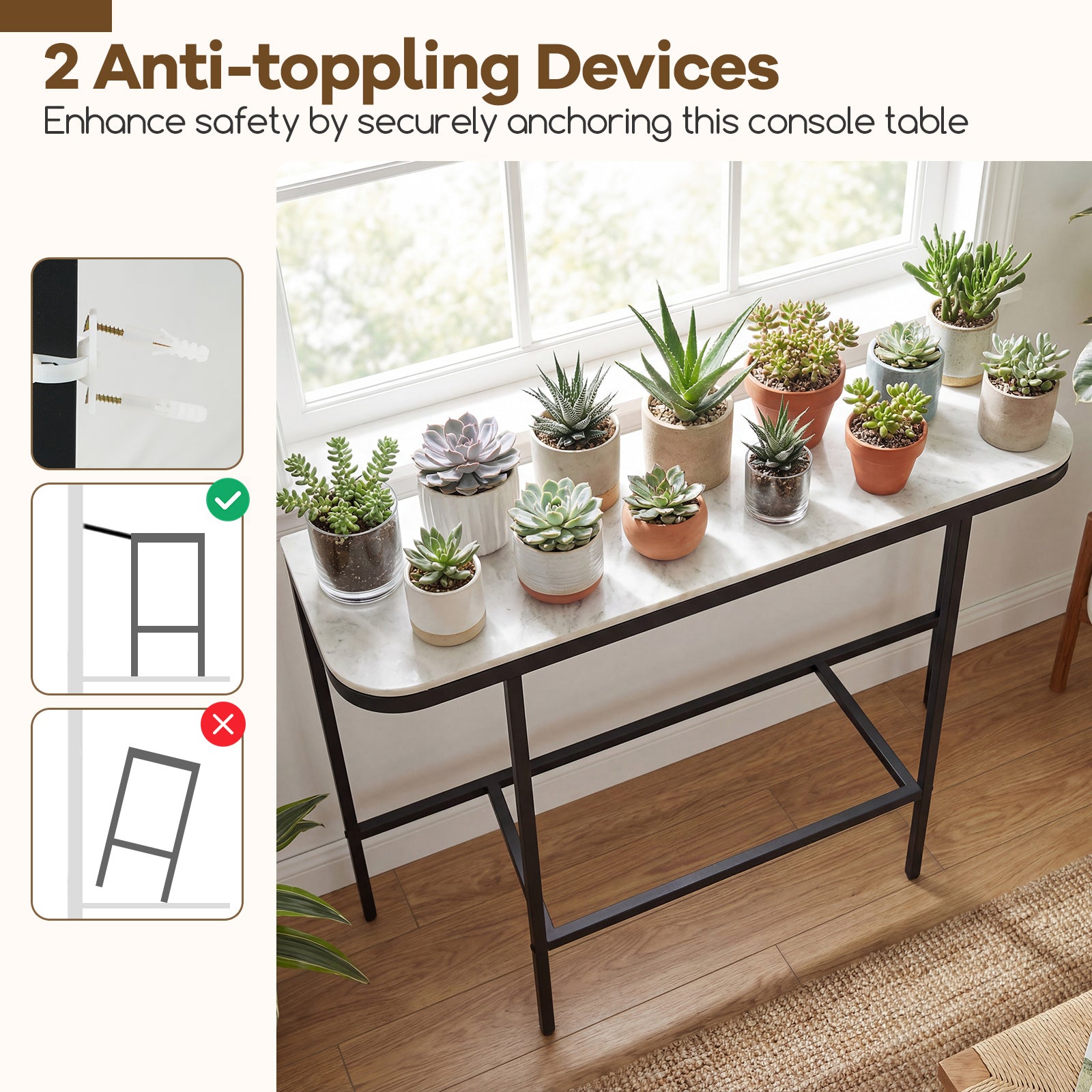 44-Inch Console Table, Faux Marble Top, Metal Frame, Gray Console Tables at Gallery Canada