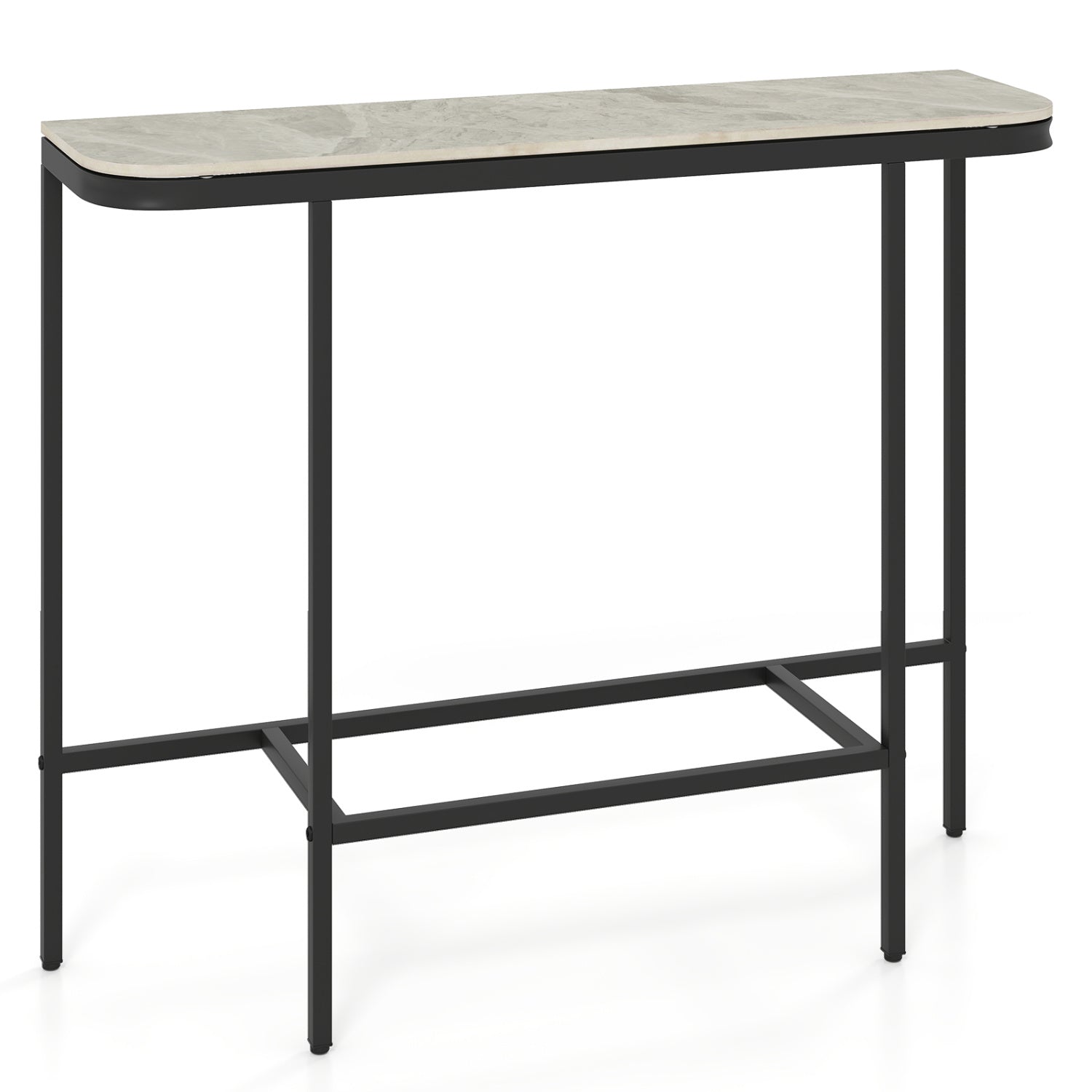 44-Inch Console Table, Faux Marble Top, Metal Frame, Gray Console Tables Gray at Gallery Canada