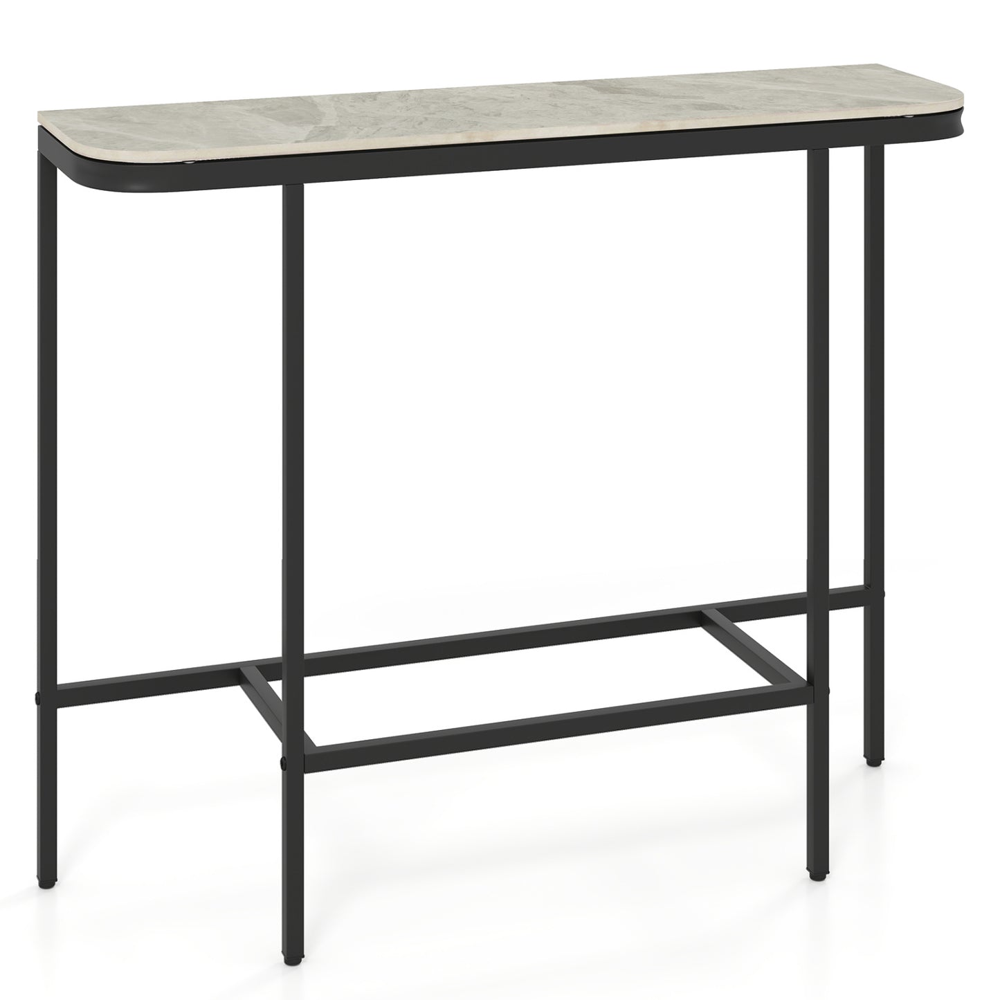 44-Inch Console Table, Faux Marble Top, Metal Frame, Gray Console Tables Gray at Gallery Canada