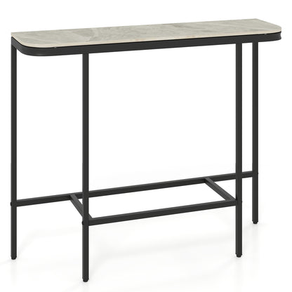 44-Inch Console Table, Faux Marble Top, Metal Frame, Gray Console Tables Gray at Gallery Canada