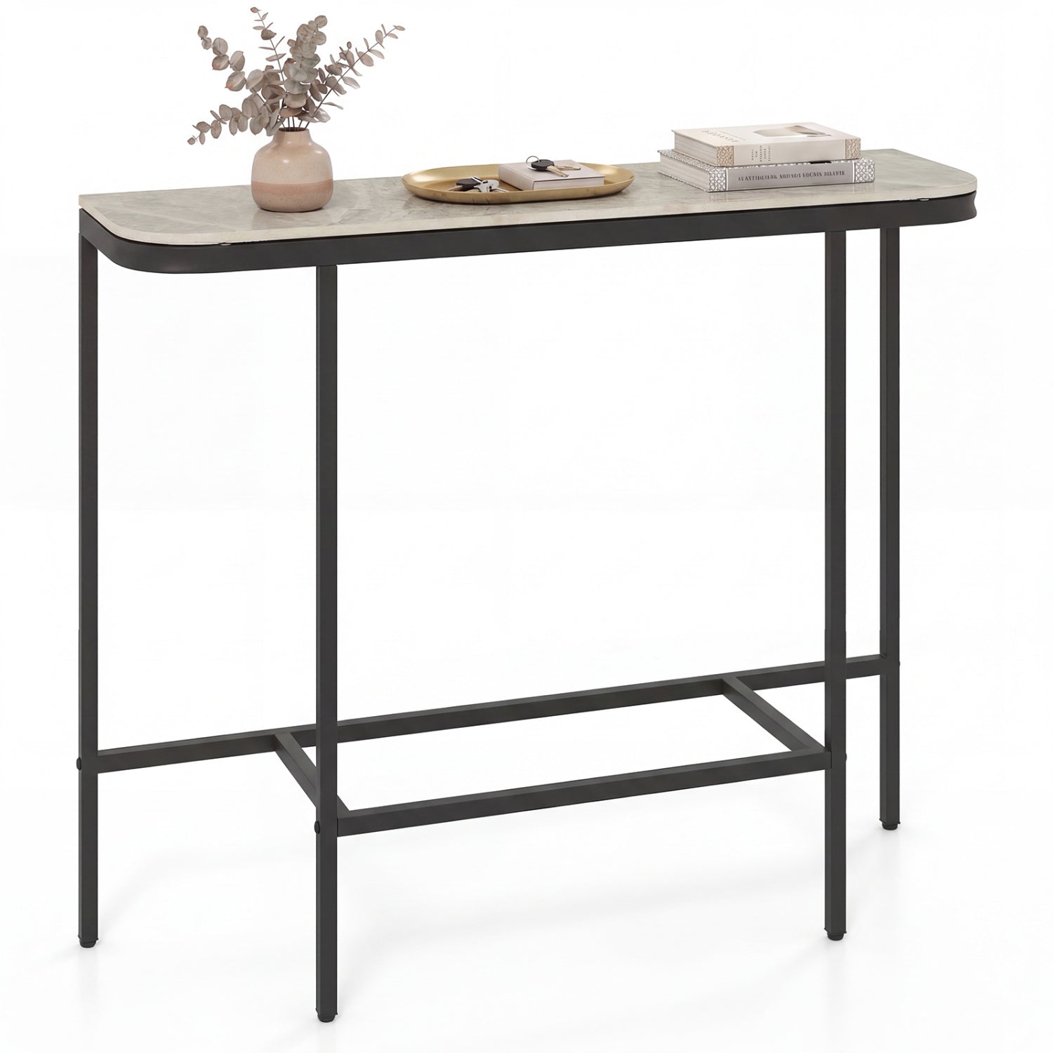 44-Inch Console Table, Faux Marble Top, Metal Frame, Gray Console Tables at Gallery Canada