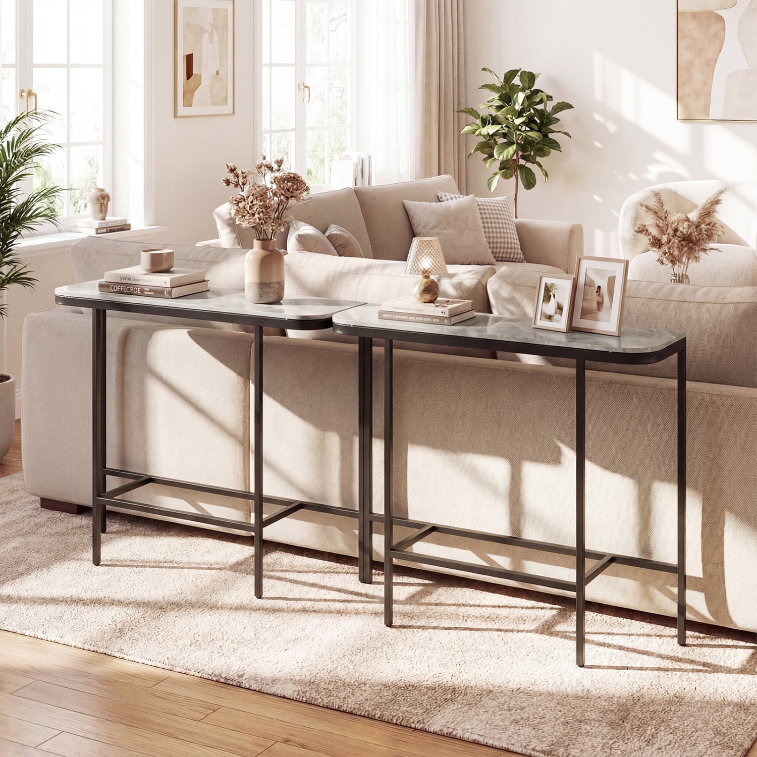 44-Inch Console Table, Faux Marble Top, Metal Frame, Gray Console Tables at Gallery Canada