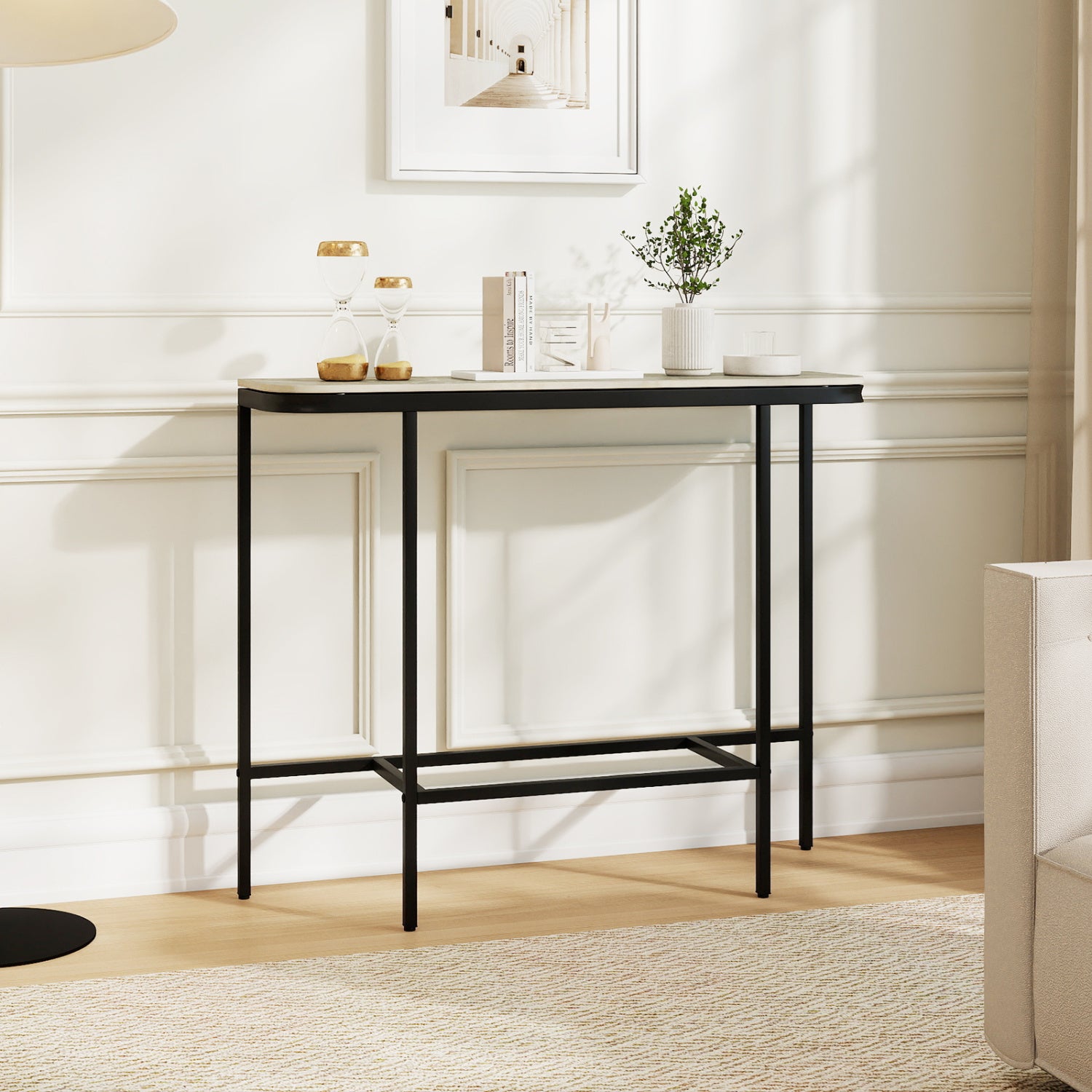44-Inch Console Table, Faux Marble Top, Metal Frame, Gray Console Tables at Gallery Canada
