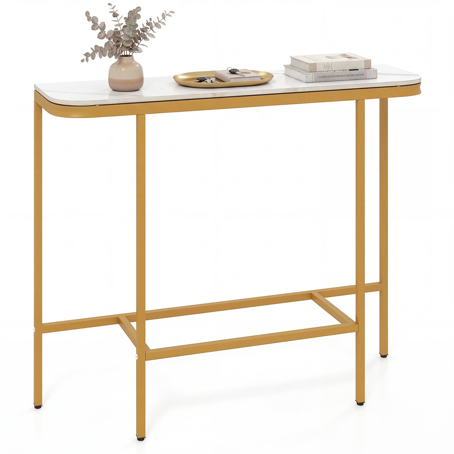 Console Table 44-Inch, Faux Marble Tabletop, Metal Frame, White Console Tables at Gallery Canada