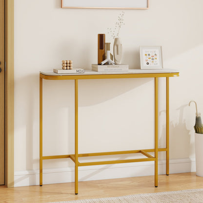 Console Table 44-Inch, Faux Marble Tabletop, Metal Frame, White Console Tables at Gallery Canada