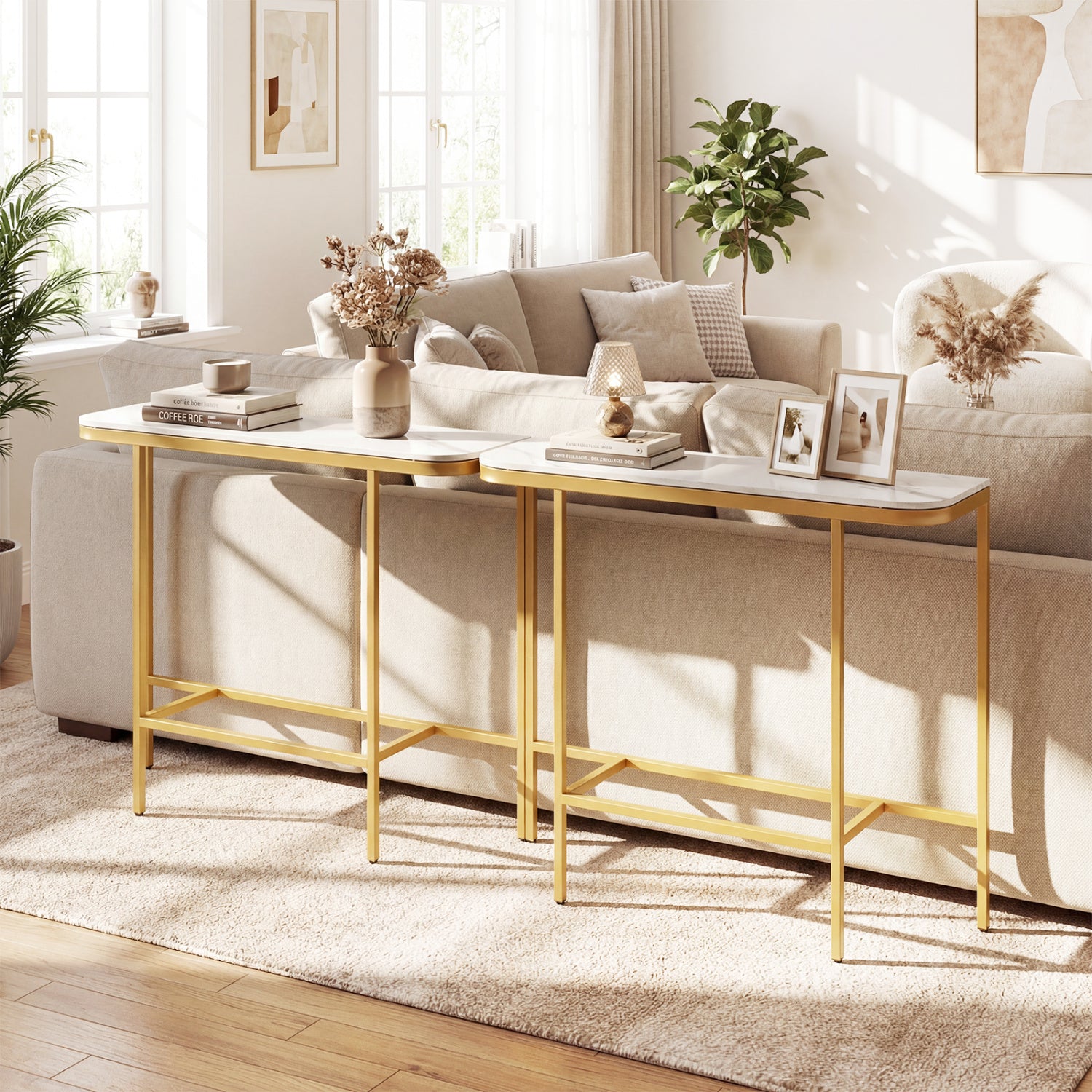 Console Table 44-Inch, Faux Marble Tabletop, Metal Frame, White Console Tables at Gallery Canada