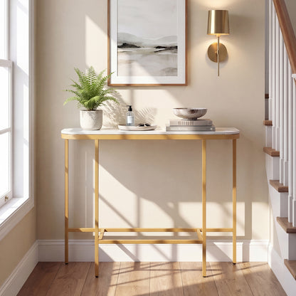 Console Table 44-Inch, Faux Marble Tabletop, Metal Frame, White Console Tables at Gallery Canada