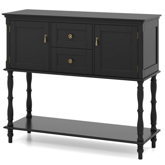 Console Table With 2 Drawers, 2 Door Cabinets, Shelf, Black Console Tables Black at Gallery Canada