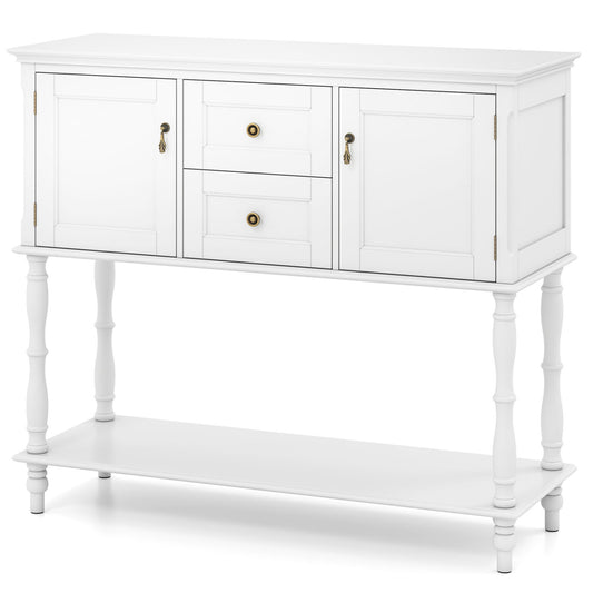 Console Table With 2 Drawers, 2 Door Cabinets, Shelf, White Console Tables White at Gallery Canada