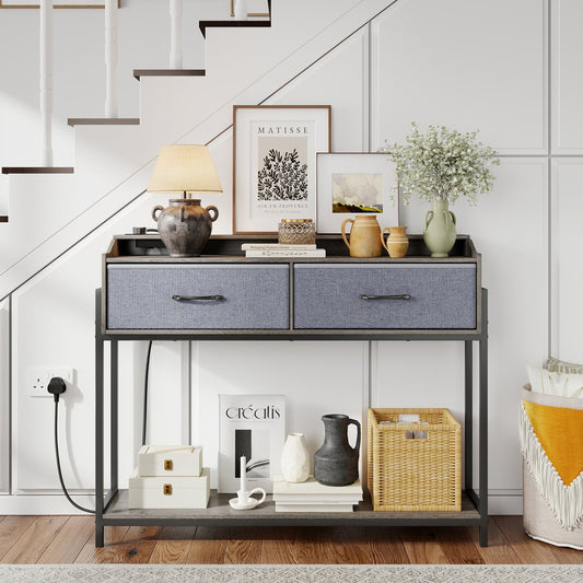 Console Table With Charging Station, 110 cm, Gray Console Tables Gray at Gallery Canada