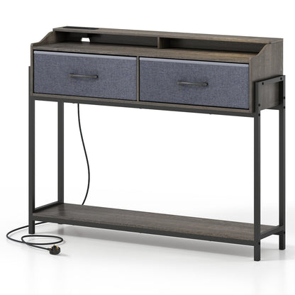 Table console avec station de charge, 110 cm, gris