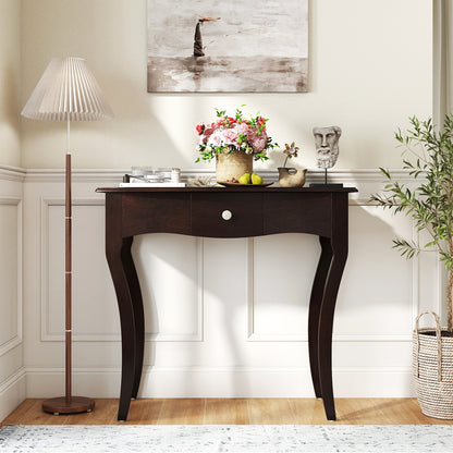 Console Table with Drawer and Solid Wood Frame, Espresso Console Tables at Gallery Canada