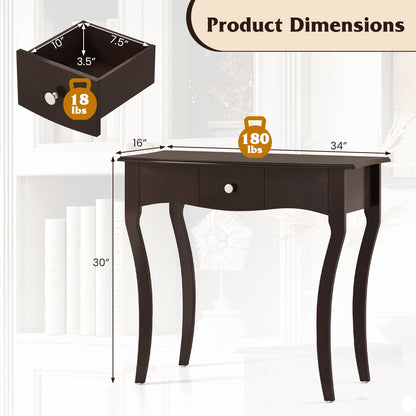 Console Table with Drawer and Solid Wood Frame, Espresso Console Tables at Gallery Canada