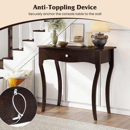 Console Table with Drawer and Solid Wood Frame, Espresso Console Tables at Gallery Canada