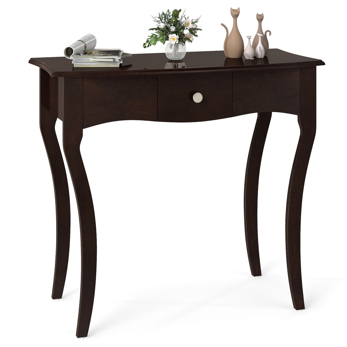 Console Table With Drawer, Solid Wood Frame, Espresso Console Tables at Gallery Canada