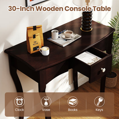 Console Table With Drawer, Solid Wood Frame, Espresso Console Tables at Gallery Canada