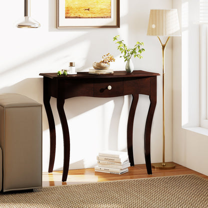 Console Table With Drawer, Solid Wood Frame, Espresso Console Tables at Gallery Canada