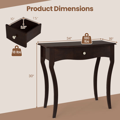 Console Table With Drawer, Solid Wood Frame, Espresso Console Tables at Gallery Canada