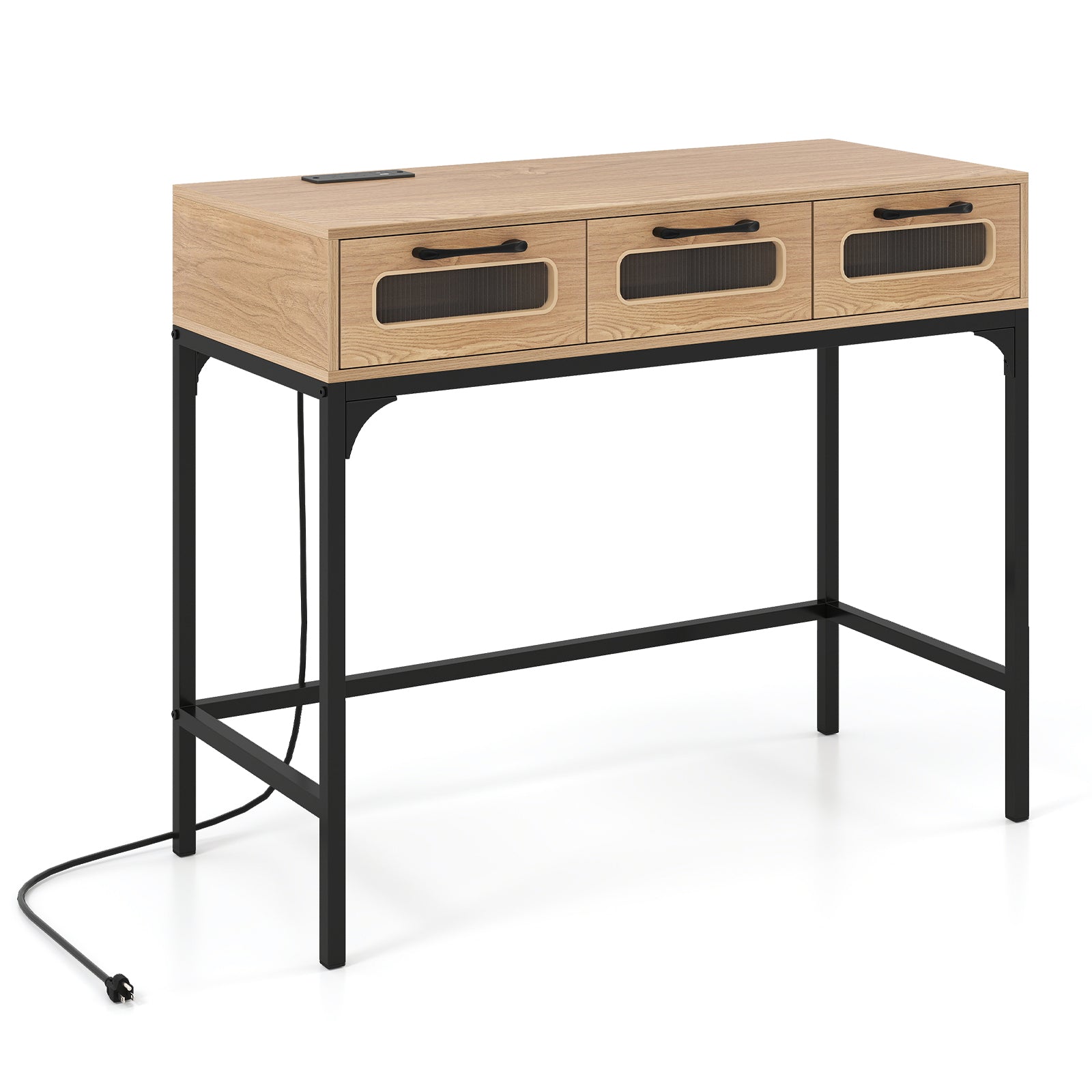 Console Table With LED Lighting, Charging Station, White Console Tables at Gallery Canada
