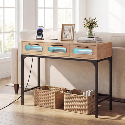 Console Table With LED Lighting, Charging Station, White Console Tables at Gallery Canada