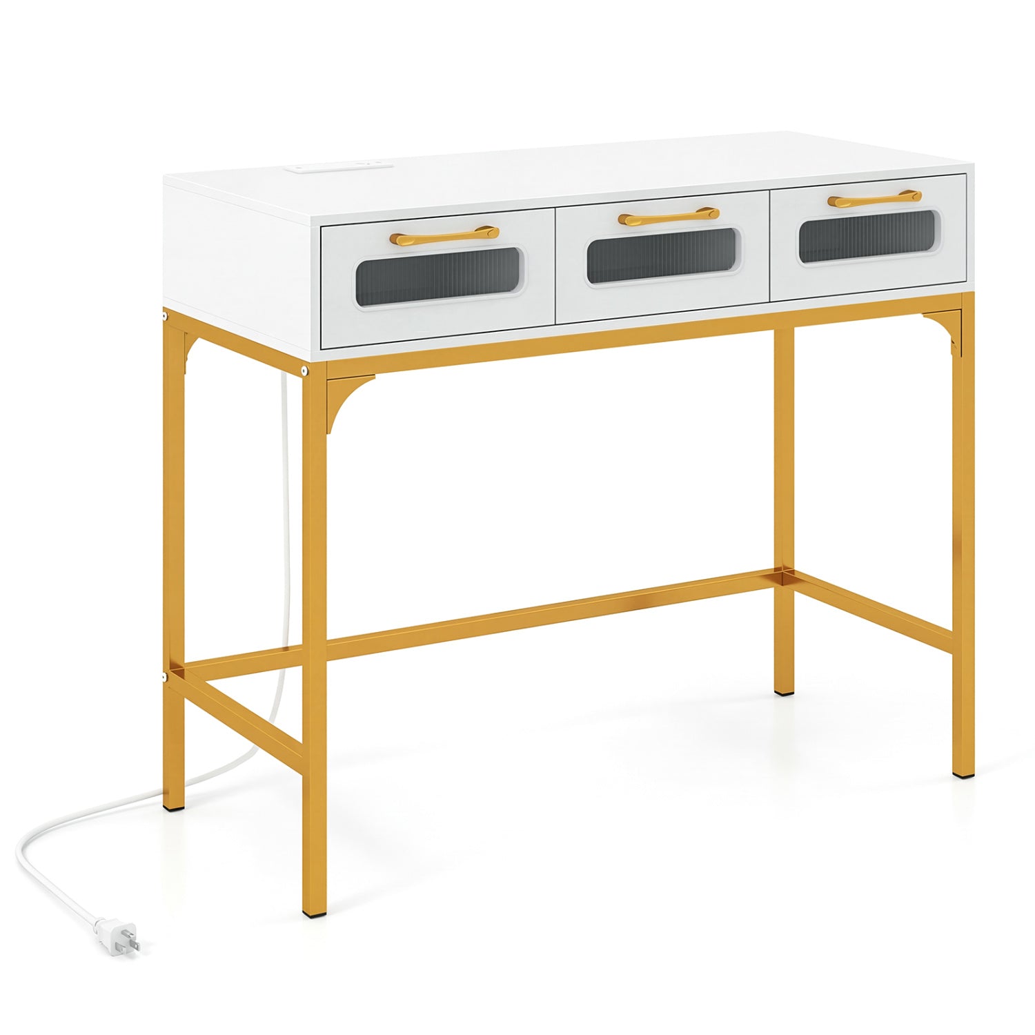 Console Table With LED Lighting, Charging Station, White Console Tables at Gallery Canada