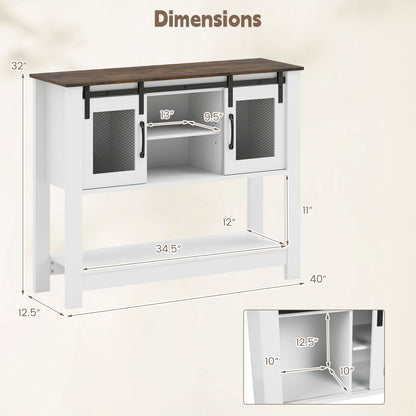 Console Table with Sliding Barn Doors and Storage Cabinets, Rustic Brown Console Tables at Gallery Canada