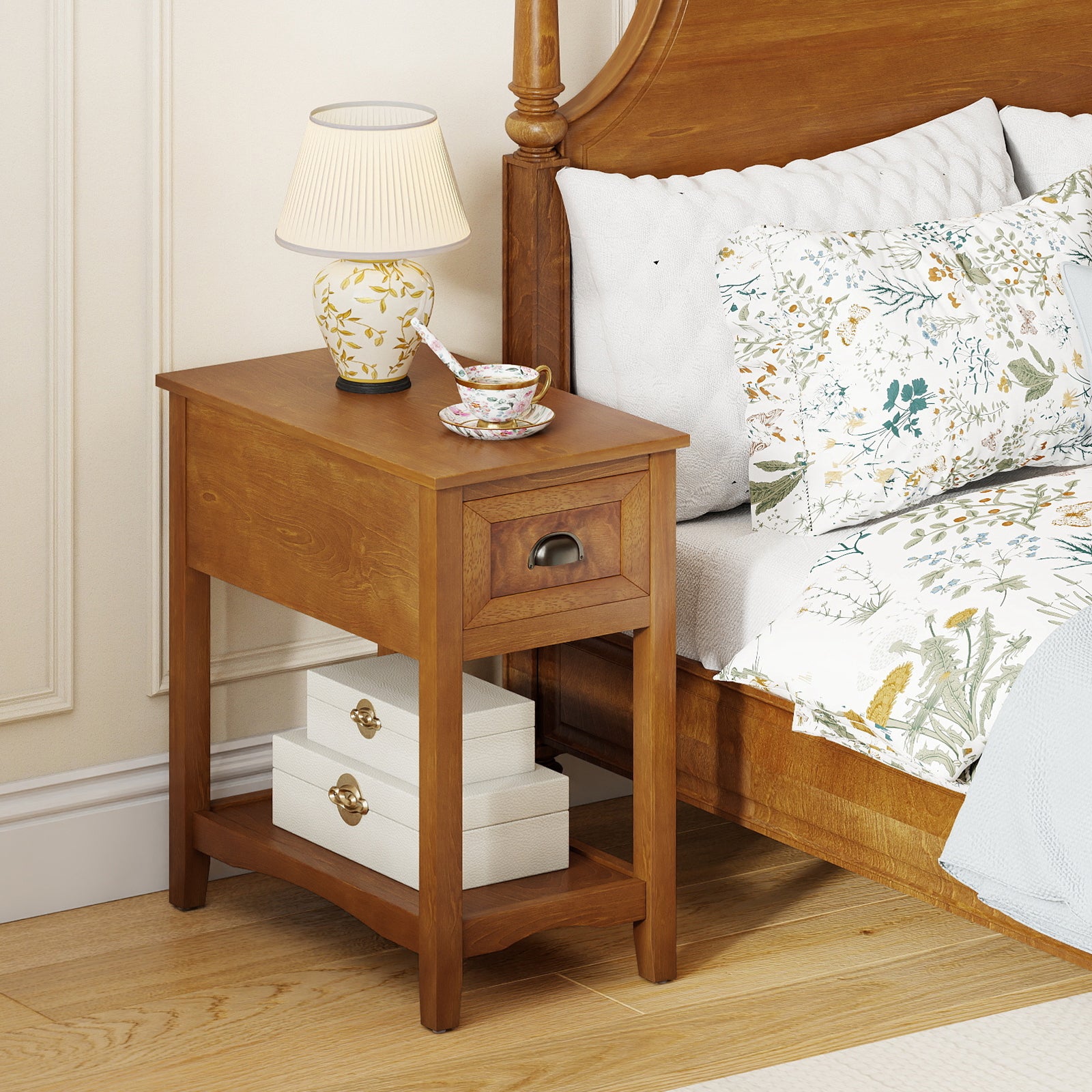 Contemporary Chair Side End Table Compact Table with Drawer Nightstand, Yellow End & Side Tables at Gallery Canada