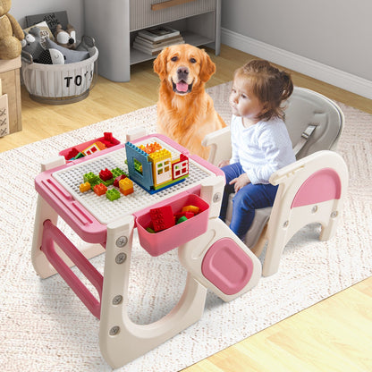 Convertible Baby High Chair with Double-layer Tray and Adjustable Backrest, Pink High Chairs at Gallery Canada
