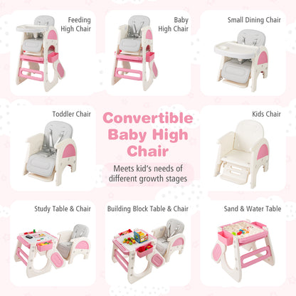 Convertible Baby High Chair, Double-Layer Tray, Adjustable Backrest, Pink High Chairs at Gallery Canada