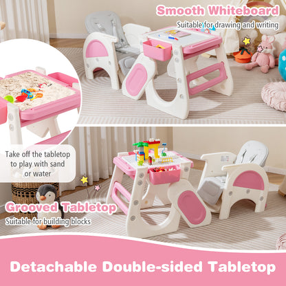 Convertible Baby High Chair, Double-Layer Tray, Adjustable Backrest, Pink High Chairs at Gallery Canada