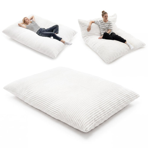 Convertible Bean Bag Sofa, Machine-Washable Corduroy, Beige