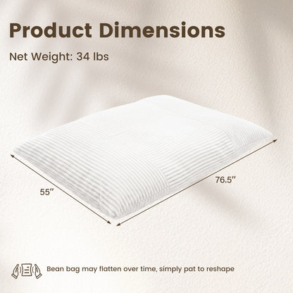 Convertible Bean Bag Sofa, Machine-Washable Corduroy, Beige