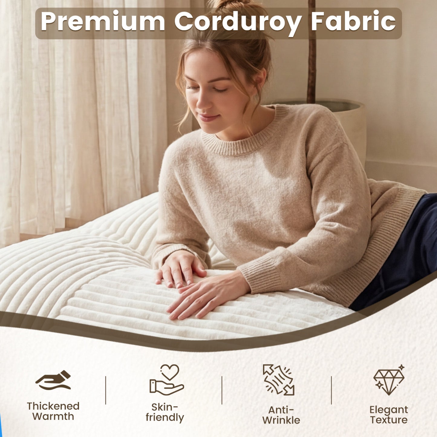 Convertible Bean Bag Sofa, Machine-Washable Corduroy, Beige