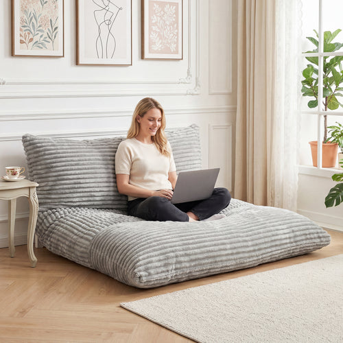 Convertible Bean Bag Sofa, Corduroy, Gray