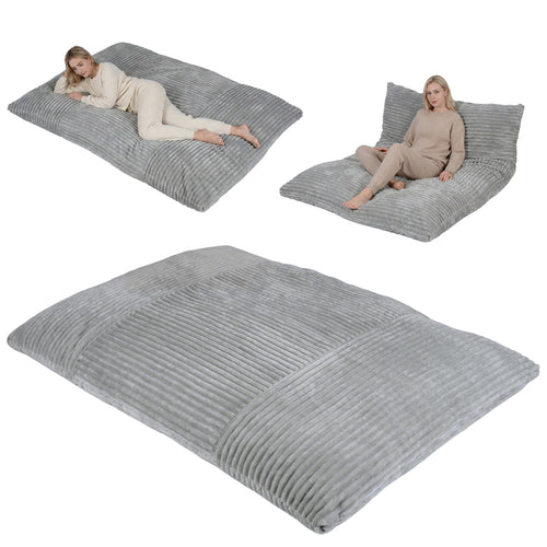 Convertible Bean Bag Sofa, Corduroy, Gray