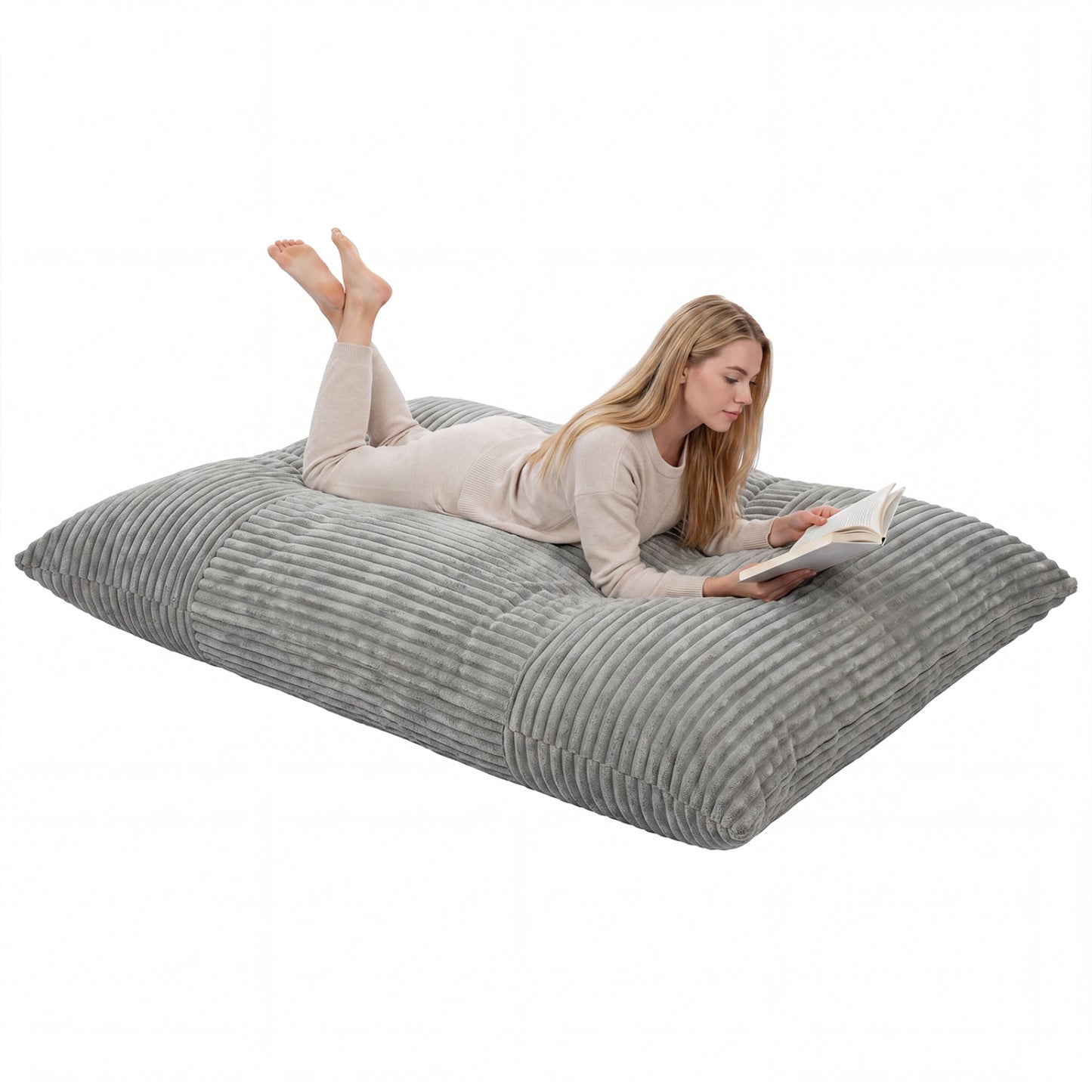 Convertible Bean Bag Sofa, Corduroy, Gray