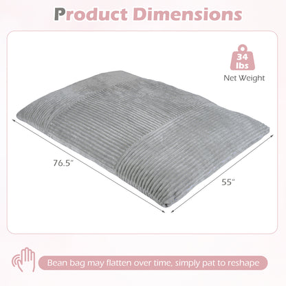 Convertible Bean Bag Sofa, Corduroy, Gray