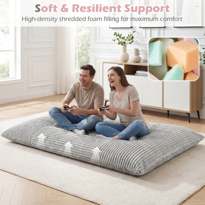 Convertible Bean Bag Sofa, Corduroy, Gray