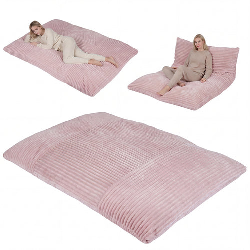 Convertible Bean Bag Floor Sofa, Corduroy Cover, Pink