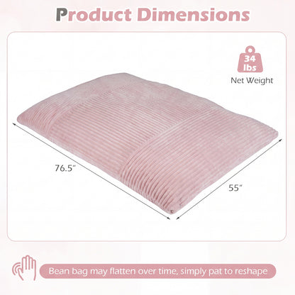 Convertible Bean Bag Floor Sofa, Corduroy Cover, Pink